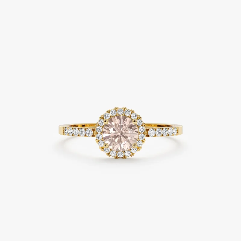 Diamond & Morganite Engagement Ring, Audrey