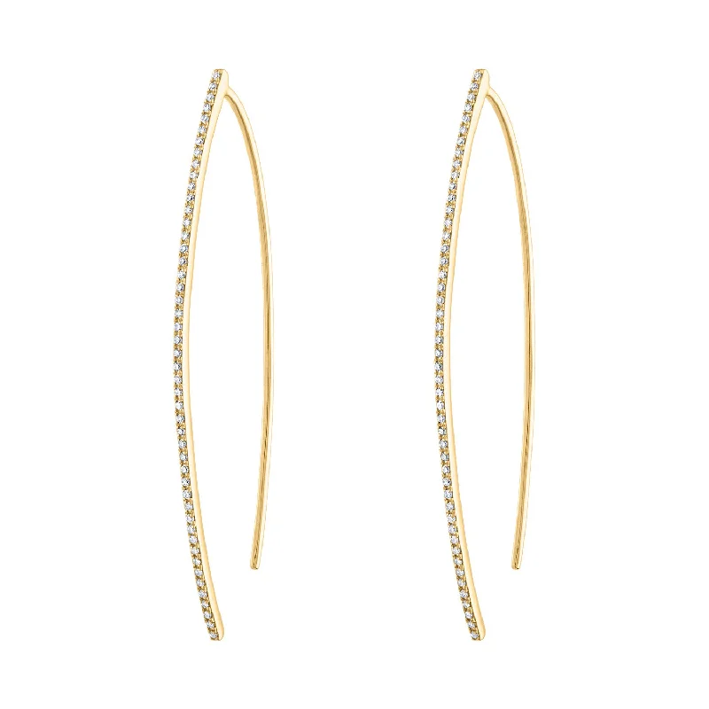 14KT GOLD DIAMOND "V" WIRE EARRING