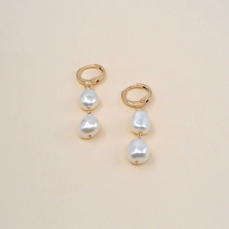 Double Pearl Hoops