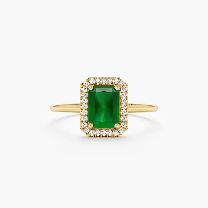 Emerald and Diamond Bold Engagement Ring, Juliet