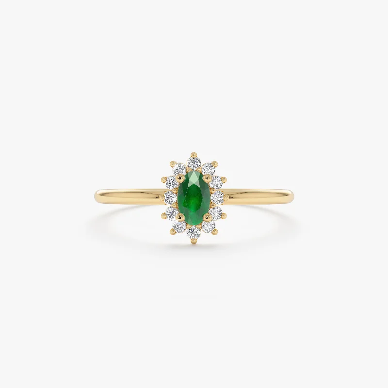 Emerald and Diamond Engagement Ring, Roselyn