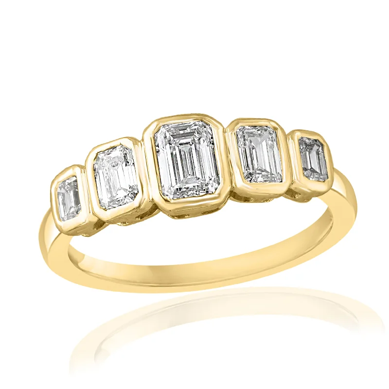 Emerald Cut Diamond Band in Yellow Gold