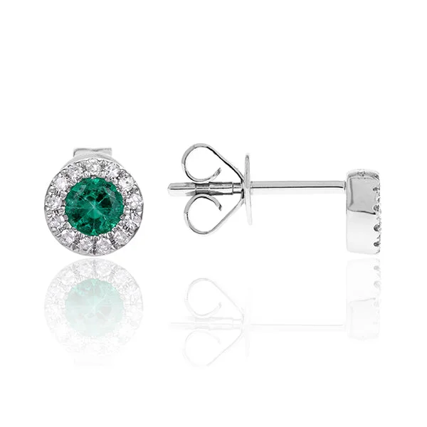 Emerald Diamond Earrings 14k