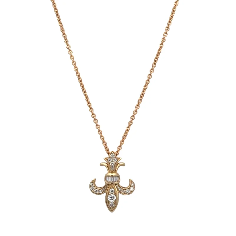 Fleur de Lis Diamond Pendant in Yellow Gold