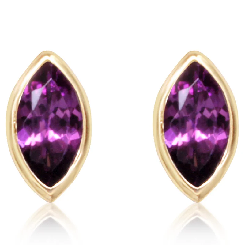 14K Yellow Gold Australian Purple Garnet Earrings