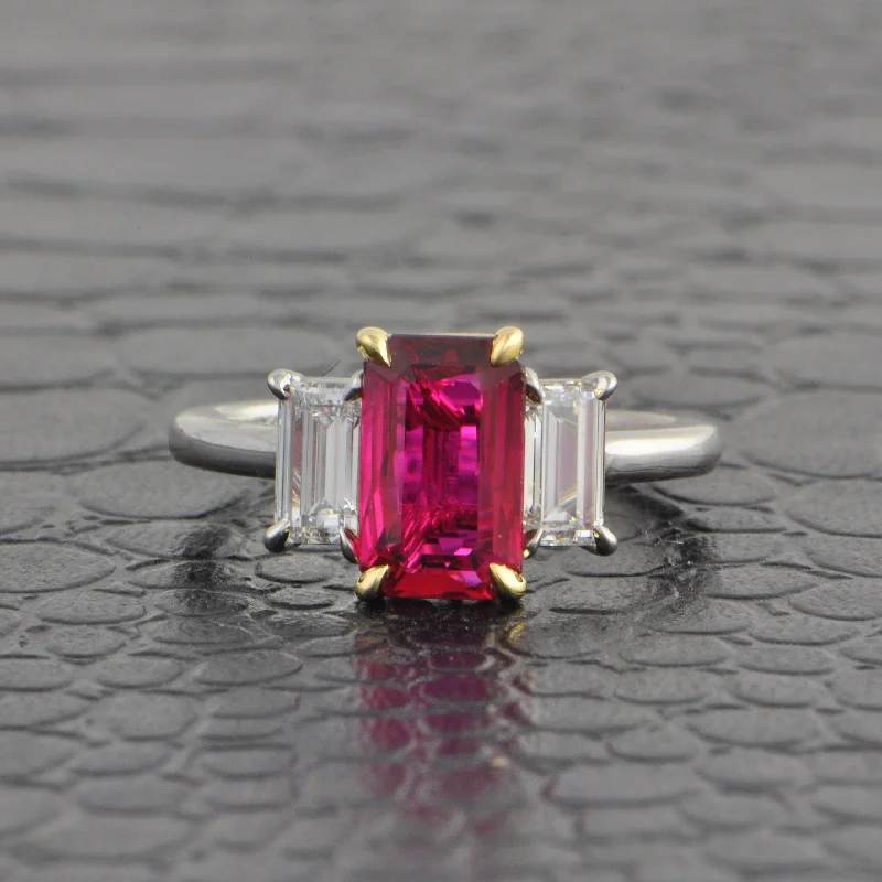 GIA 2.02 ct. Ruby and Diamond Ring in Platinum and 18k Yellow Gold