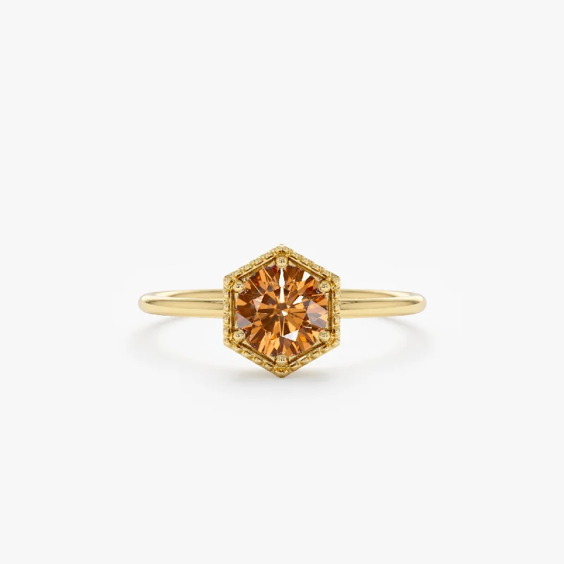 Hexagon Citrine Ring, Anaya