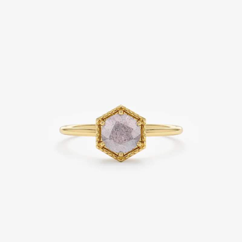 Hexagon Labradorite Ring, Anaya