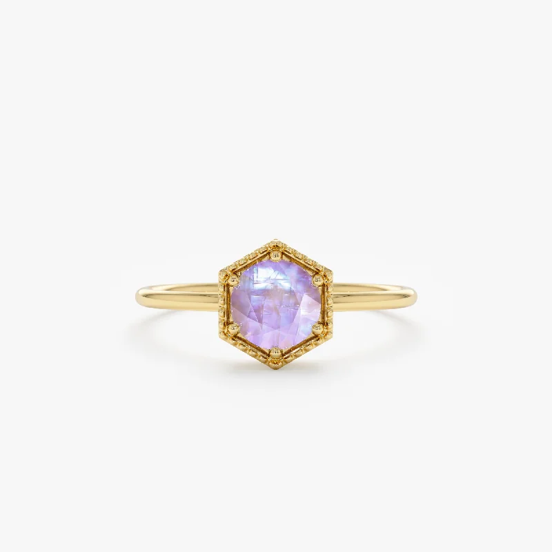 Hexagon Moonstone Ring, Anaya