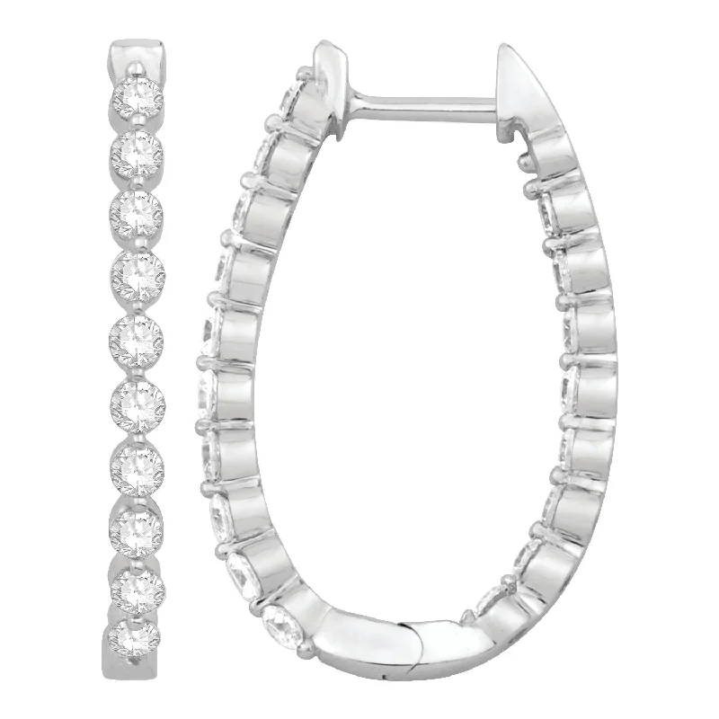 Inside Out Diamond Hoop Earrings in 14k White Gold