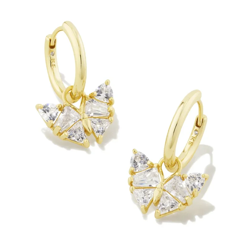 Kendra Scott |Blair Gold Butterfly Huggie Earrings in White Crystal