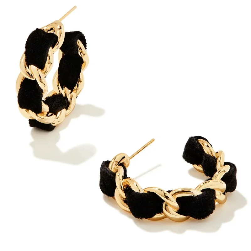 Kendra Scott | Everleigh Velvet Hoop Earrings Gold Black