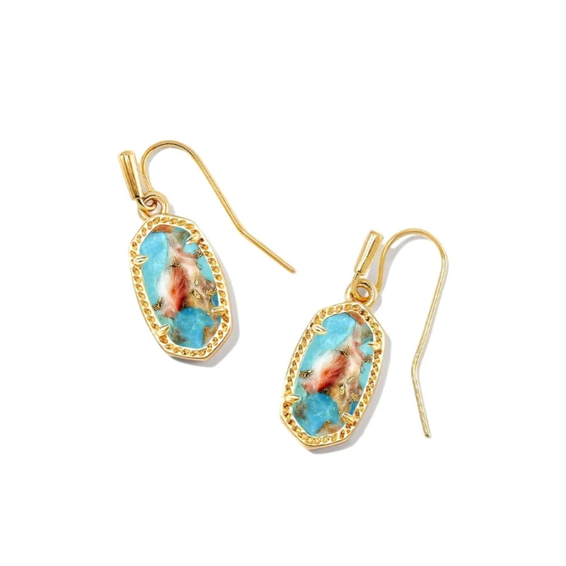 Kendra Scott | Lee Gold Earrings in Bronze Veined Turquoise Magnesite Red Oyster