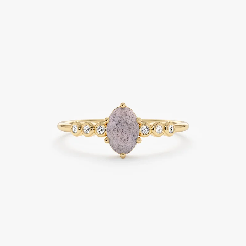 Labradorite and Diamond Engagement Ring, Genevieve