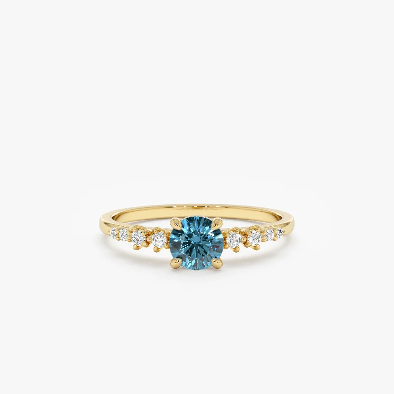 London Blue Topaz Diamond Engagement Ring, Aqua