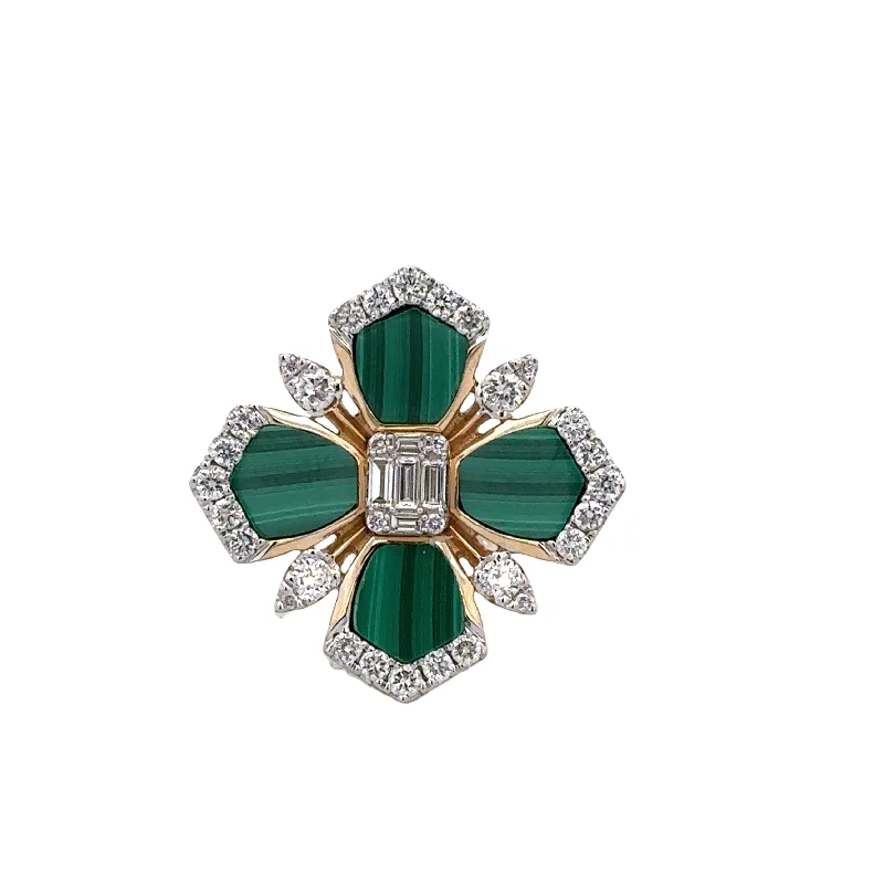 Malachite and Diamond Ring in Yellow Gold