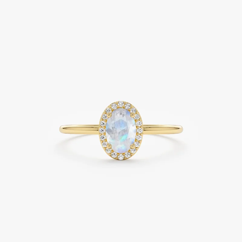 Moonstone and Diamond Engagement Ring, Claire