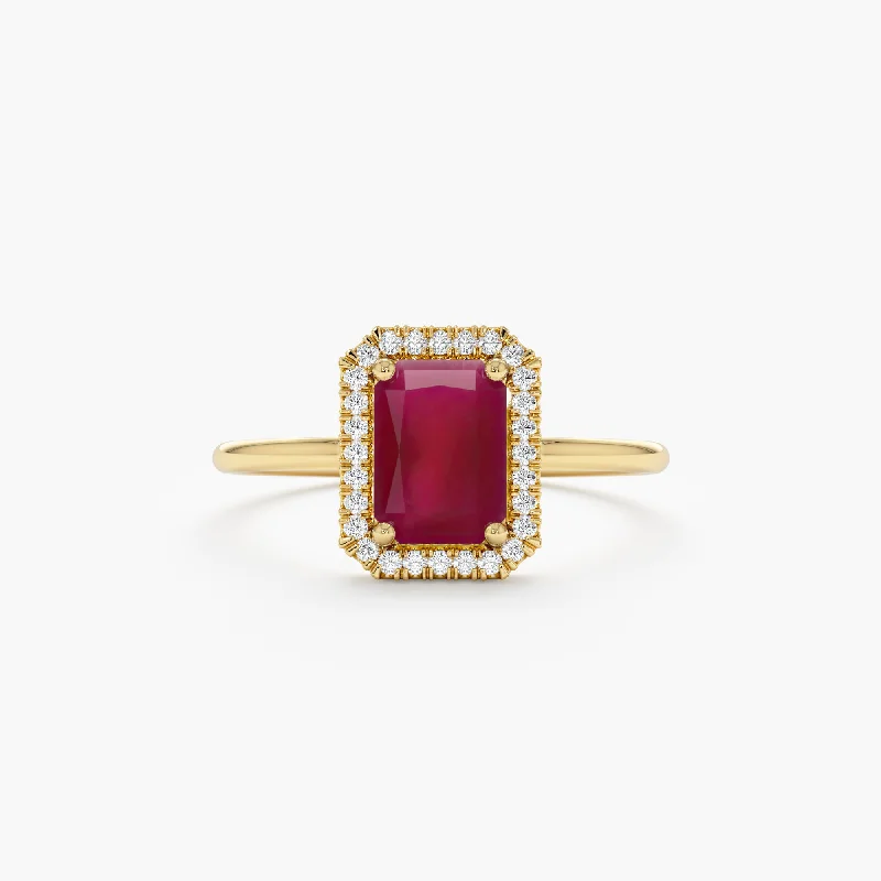 Natural Ruby and Diamond Engagement Ring, Juliet