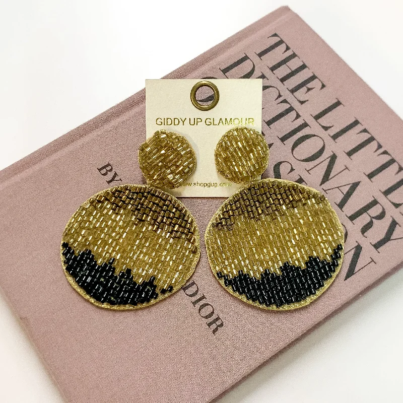 Ombre Circle Drop Post Earrings in Gold Tone Multi