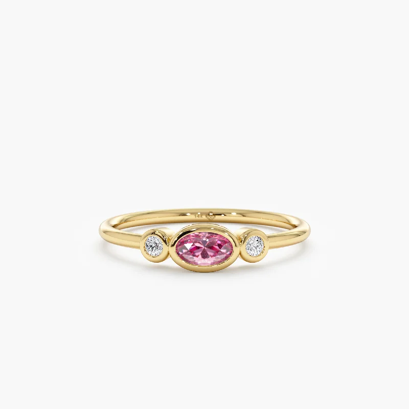 Oval Pink Sapphire Engagement Ring, Elle