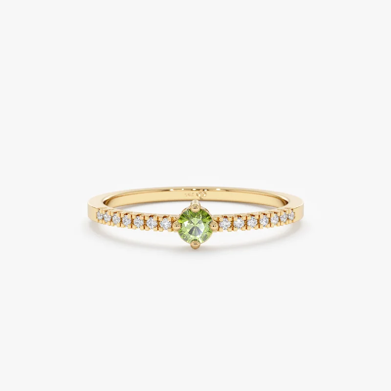 Peridot and Diamond Engagement Ring, Angela