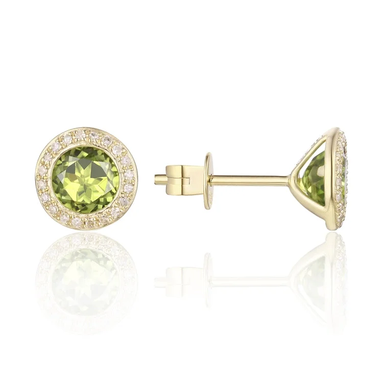 Peridot & Diamond Earrings 14k