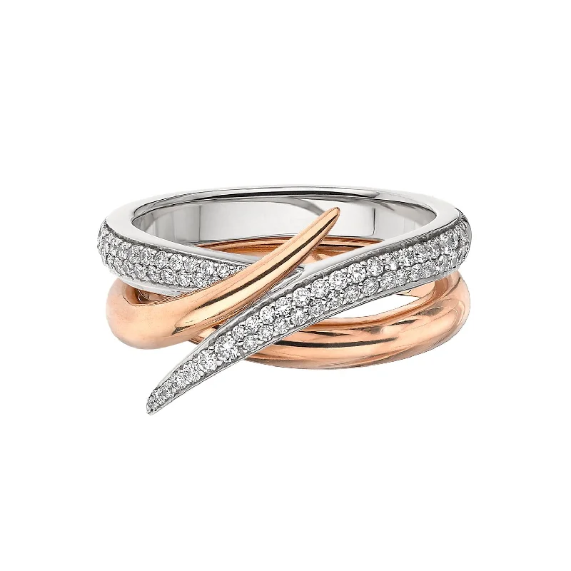 Interlocking Duo Ring - 18ct Rose Gold & White Diamond