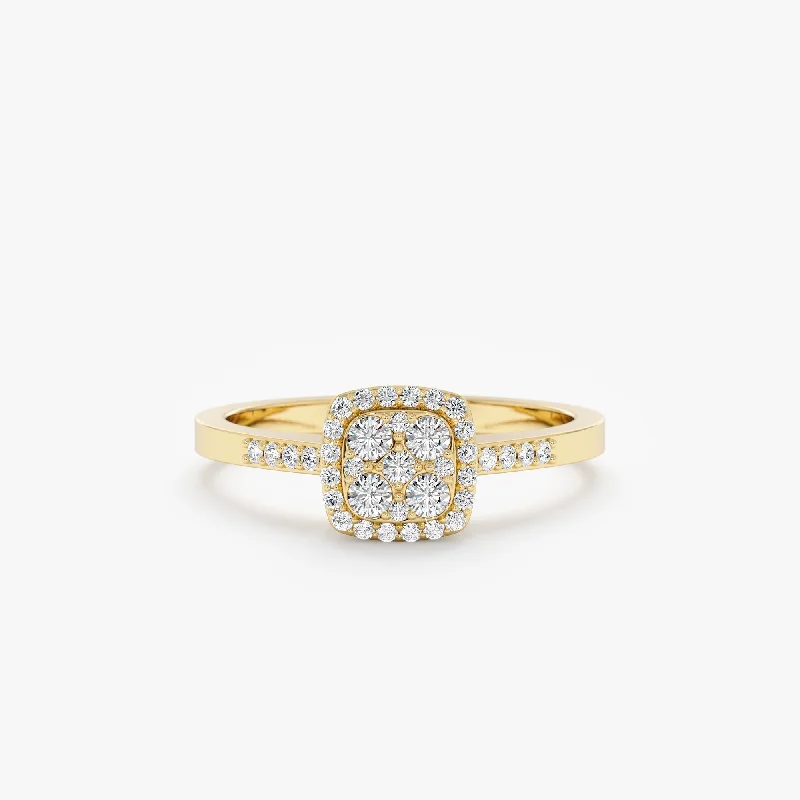 Round Diamond Cushion Engagement Ring, Arti