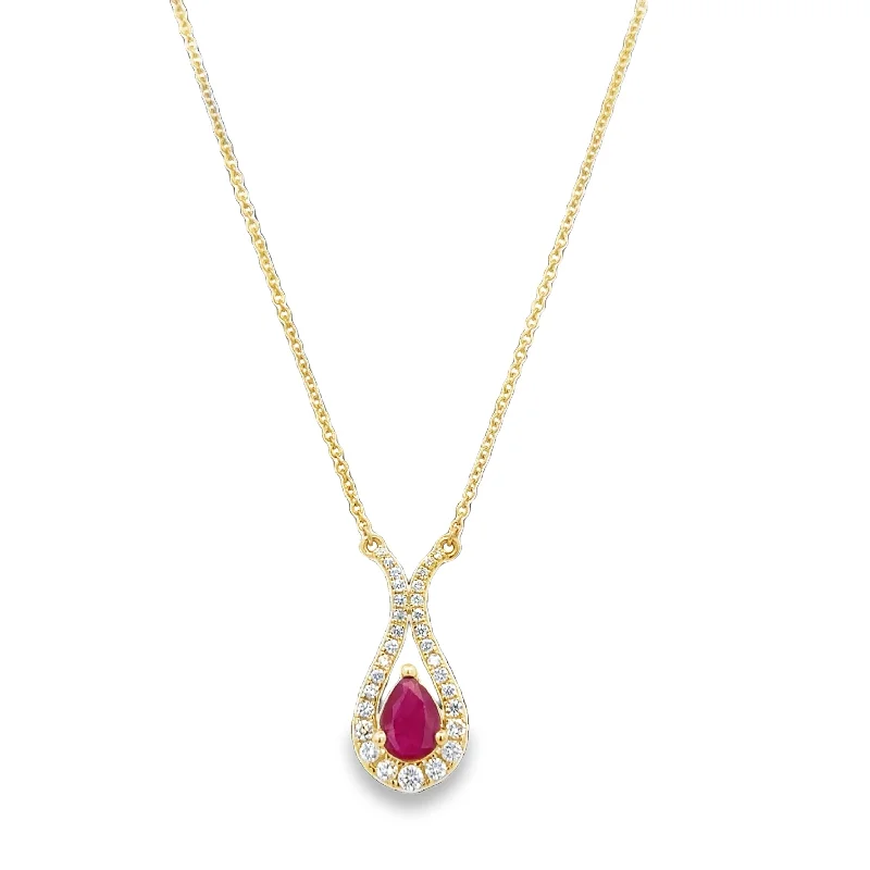 Ruby and Diamond Pendant in Yellow Gold