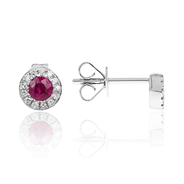 Ruby Diamond Earrings 14k