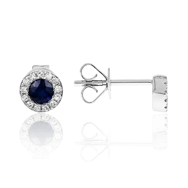 Sapphire Diamond Earrings 14k