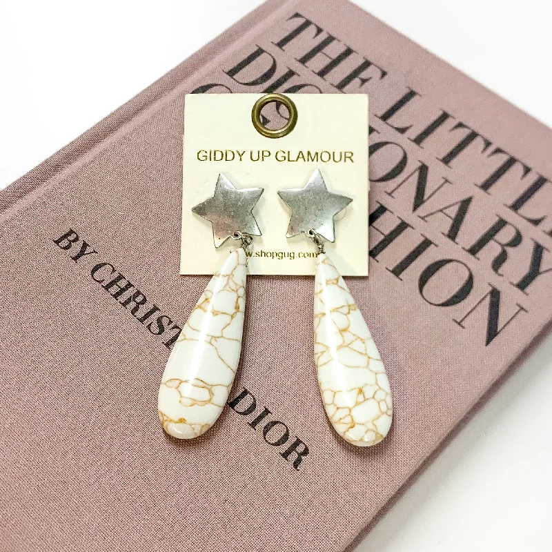 Shoot For The Stars Stone Post Earrings in White