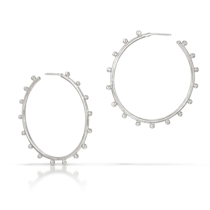 Silver Studded Hoops