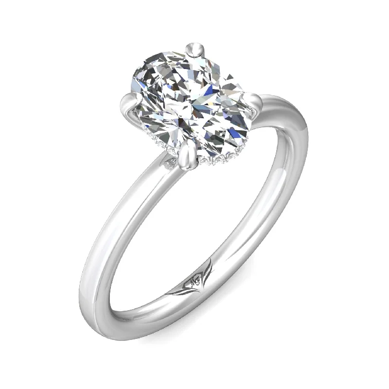 Sleek-Edge Hidden Halo Solitaire Engagement Ring