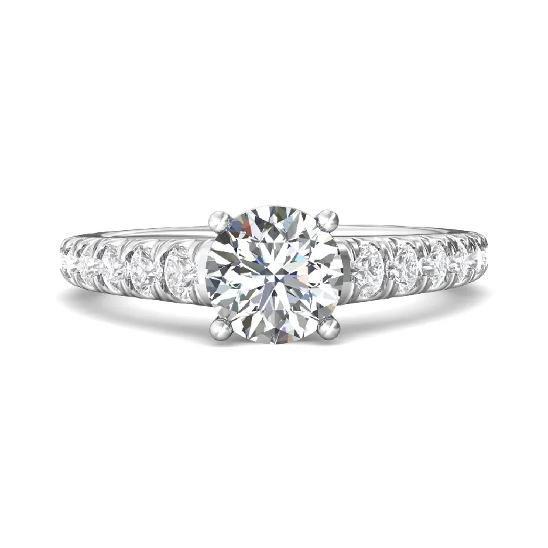 Slim Tapered Side Stone Engagement Ring