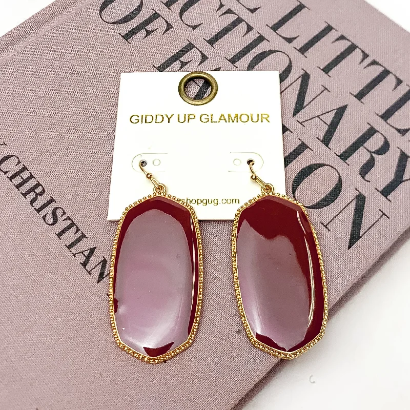 Southern Charm Oval Earrings in Maroon