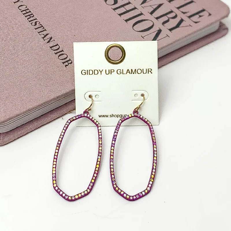 Sparkle Girl Open Oval Earrings in Purple