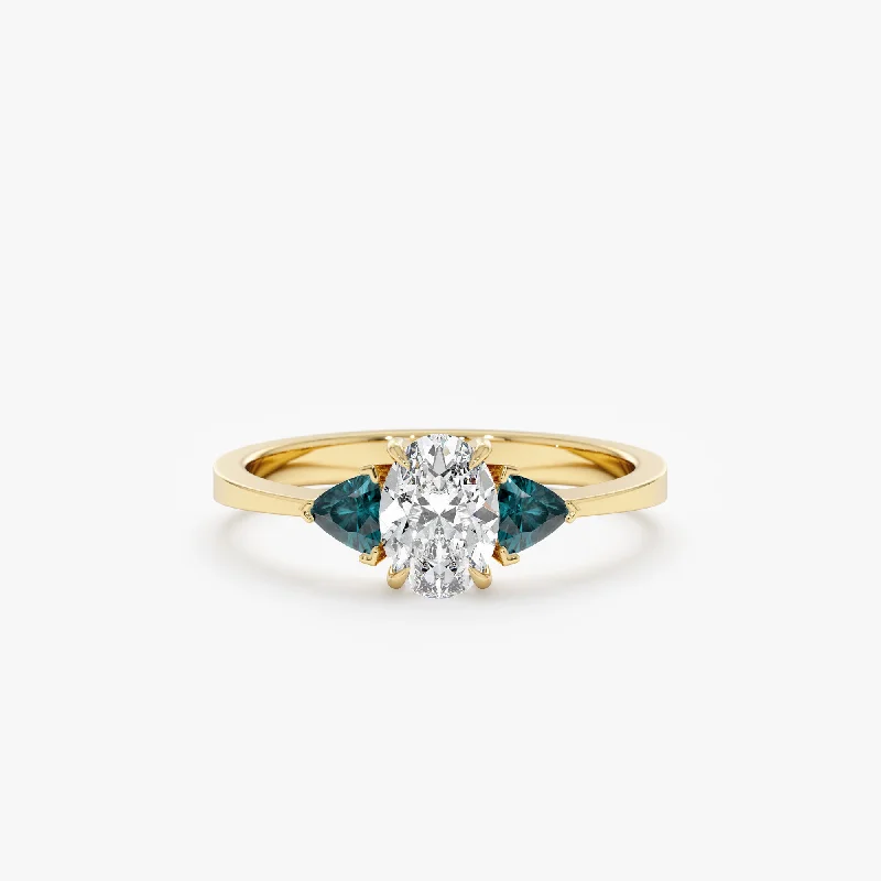 Teal Sapphire Diamond Engagement Ring, Katja