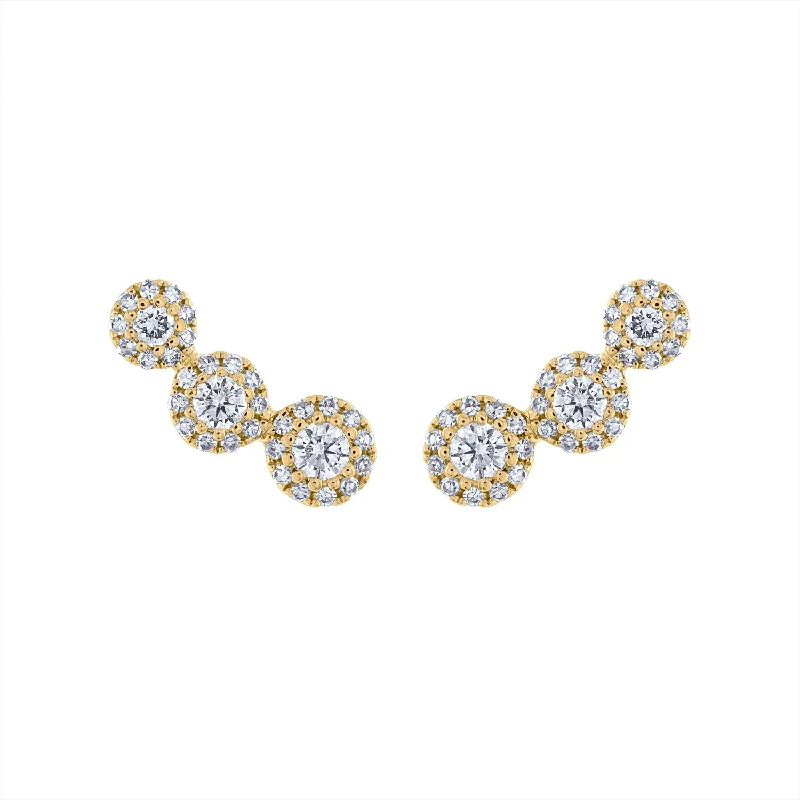 14KT GOLD THREE MARTINI SET DIAMOND CLIMBER EARRING