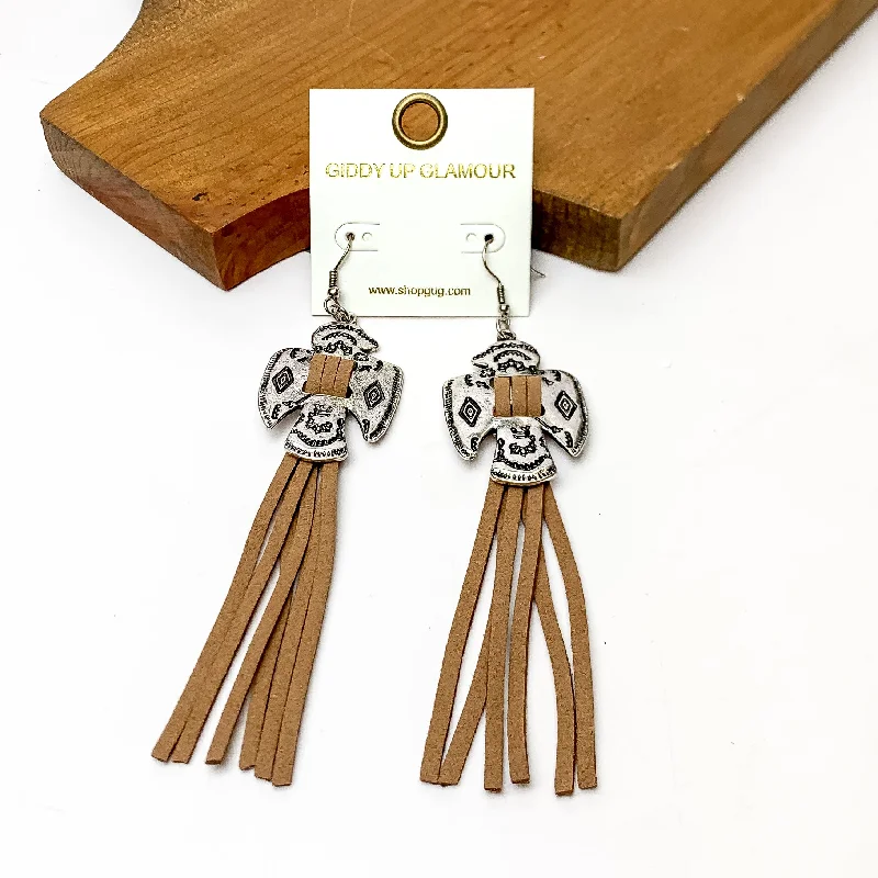 Thunderbird Tassel Earrings in Brown