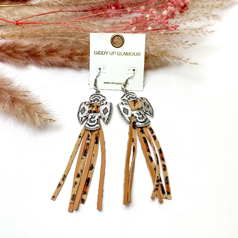 Thunderbird Tassel Earrings in Leopard