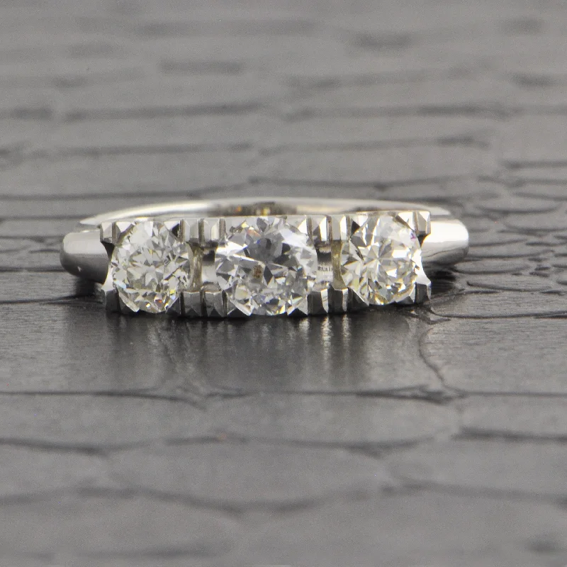 Vintage 1950s Three Stone Diamond Band in Platinum