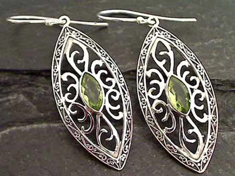 Peridot, Sterling Silver Earrings