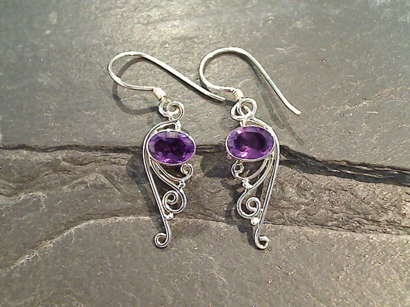 Amethyst, Sterling Silver Earrings