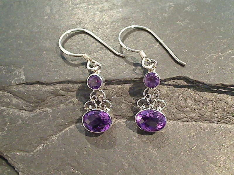 Amethyst, Sterling Silver Earrings