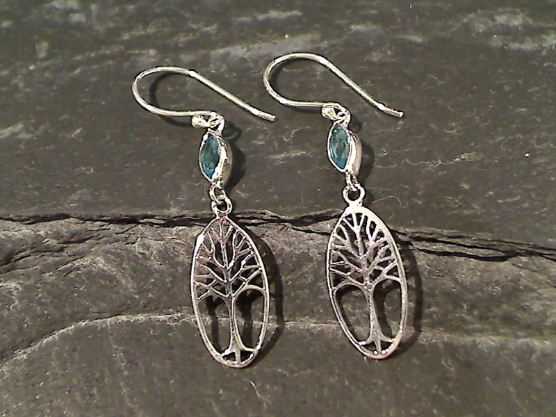 Blue Topaz, Sterling Silver Earrings