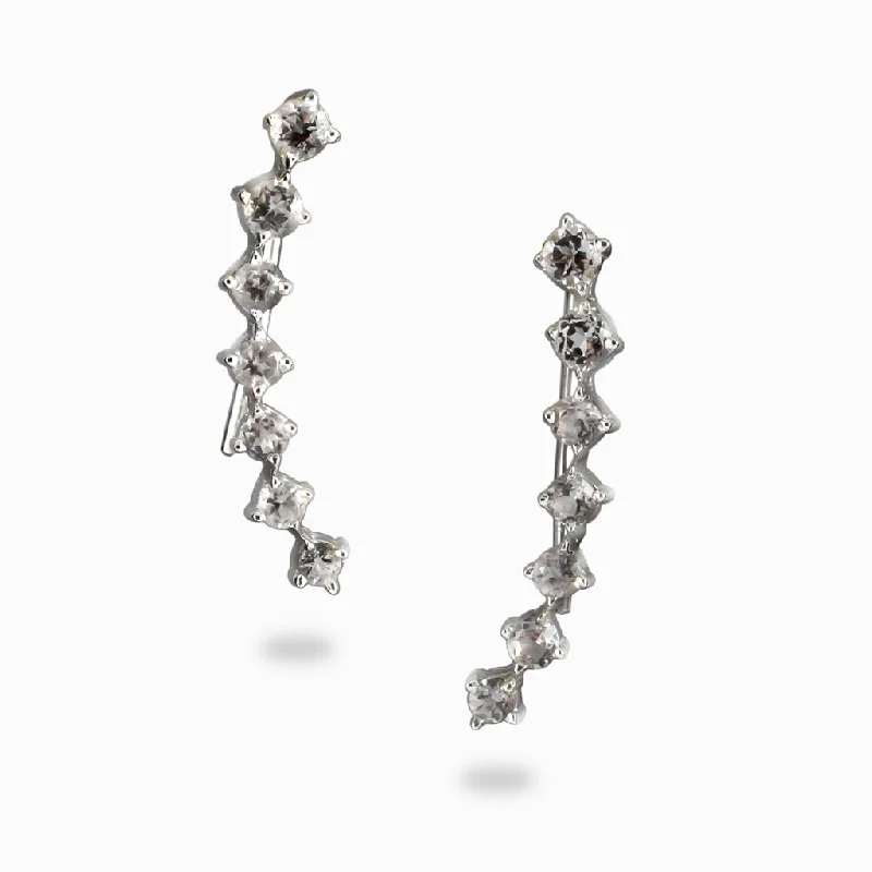 White Topaz Ear Climbers