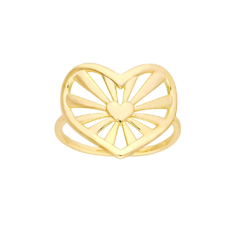 14k Gold Open Center Heart Ring