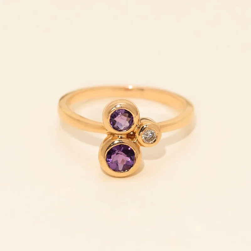 Amethyst Bezel Ring in 14kt Rose Gold with Diamond (1/10ct tw)