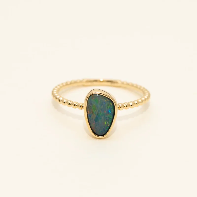 Parlé Australian Opal Doublet Ring in 14kt Yellow Gold